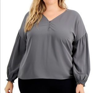 Alfani Plus Size Puff Sleeve Blouse Color Amor Size 12W NWT